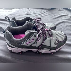 Women’s Fila AT Peake 22 Trail Running  Athletic Shoes in Gray and Pink